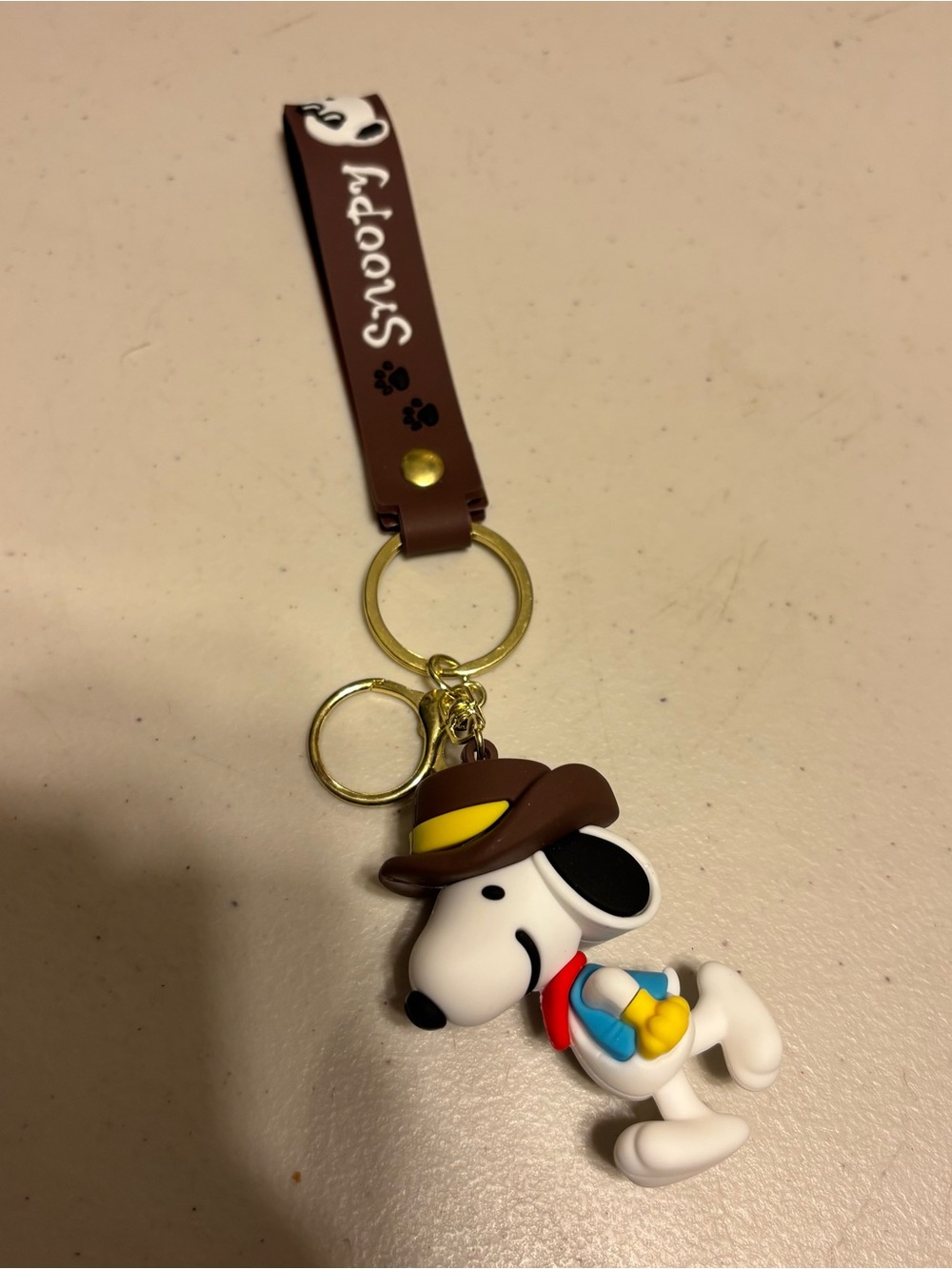 Snoopy Cowboy Keychain Wristlet - Brown Strap new no tags